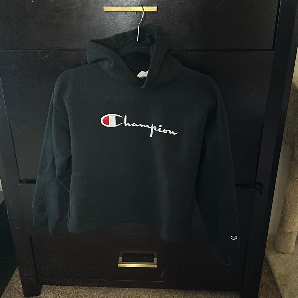 Black Champion Cropped Hoodie Sweater